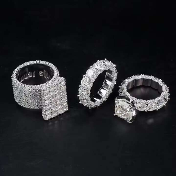 Gra Certificated Pass Diamond Tester Sterling Silver White Gold Vvs Moissanite Iced Out Ring Hiphop