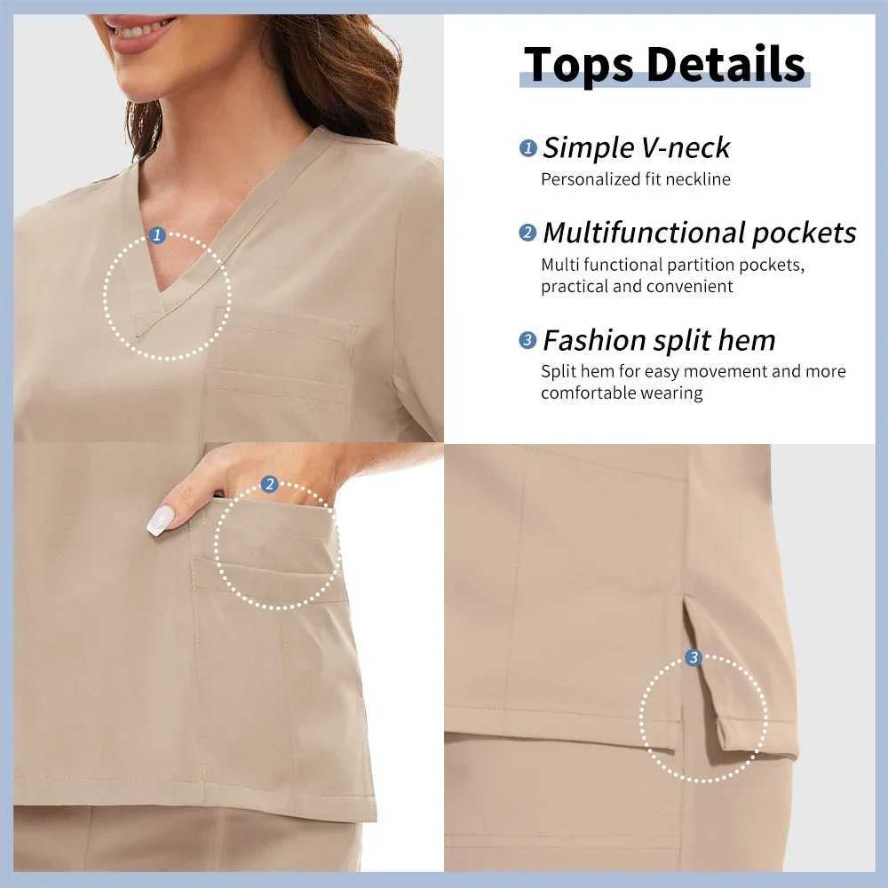 Wrinkle resistant washable soft hospital uniform hot selling pet veterinary nurse scrub set female medical scrub set female medical accessories X25041