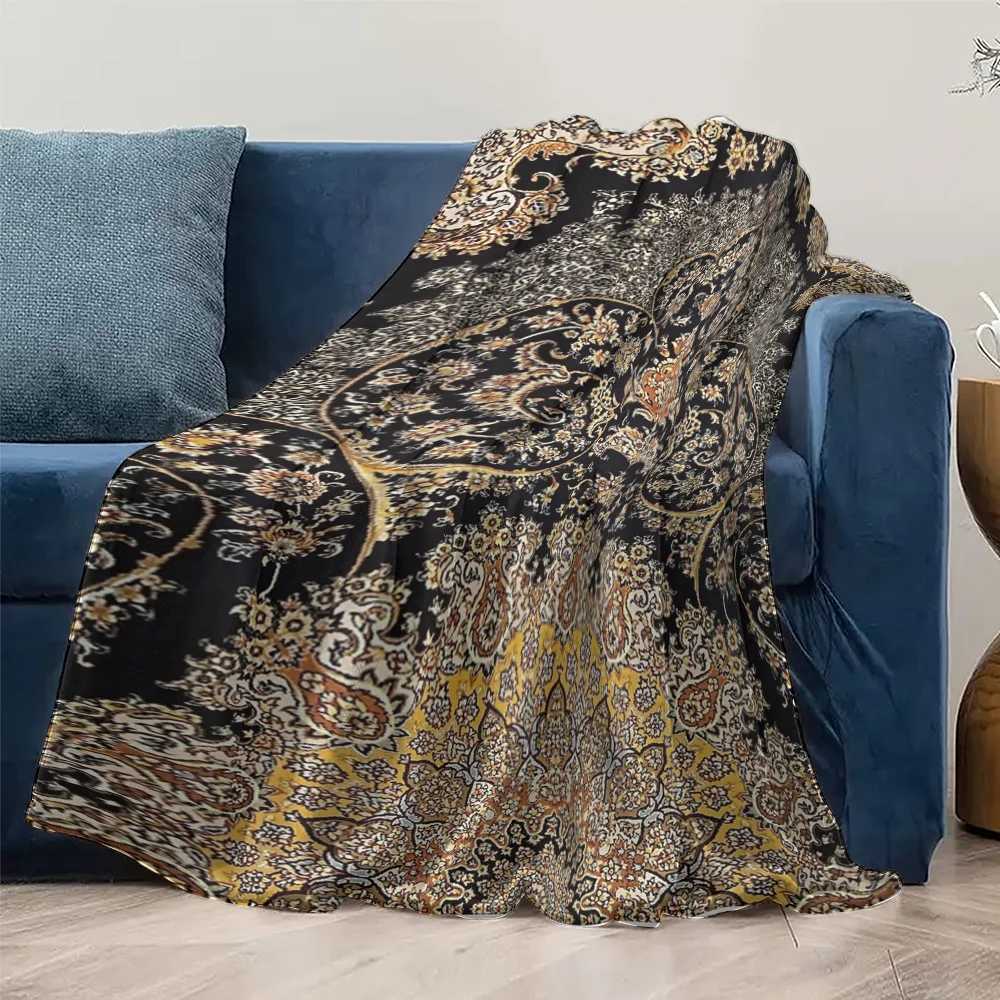 Black Paisley Pattern Throw Blanket Decorative Sofa Bed Living Room Rug Home Textile Cushion Cover C251111