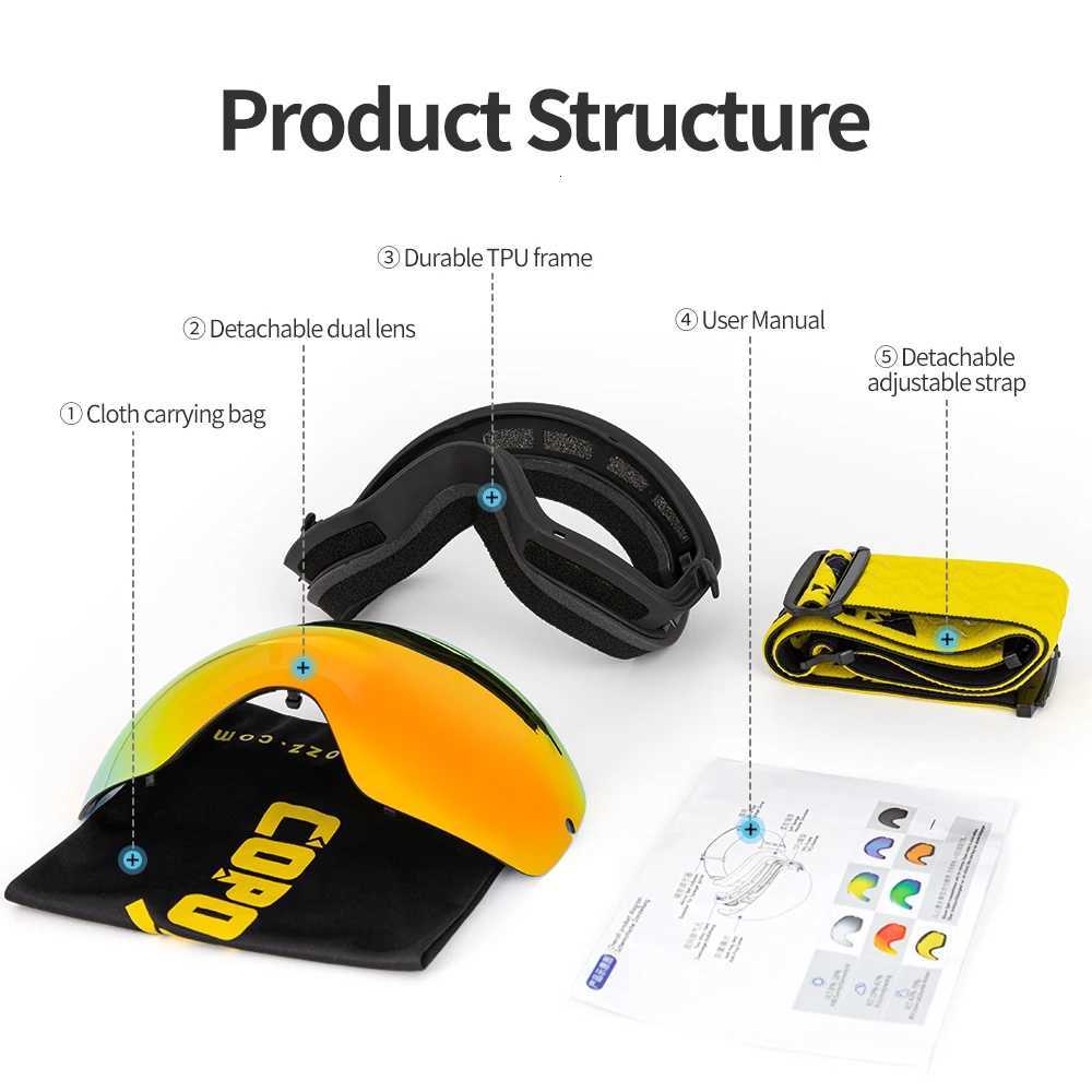 COPOZZ Men Women Brand Ski Goggles Snowboard Goggles Glasses For Skiing UV400 Protection Snow Glasses Anti-Fog Ski Mask Eyewear K251110