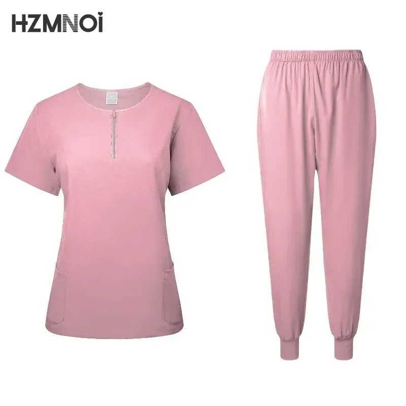 Casual and Comfortable Two-piece Set Stretch Quick-drying Medical Work Clothes Pet Hospital Short-slved Trousers Suit X250410