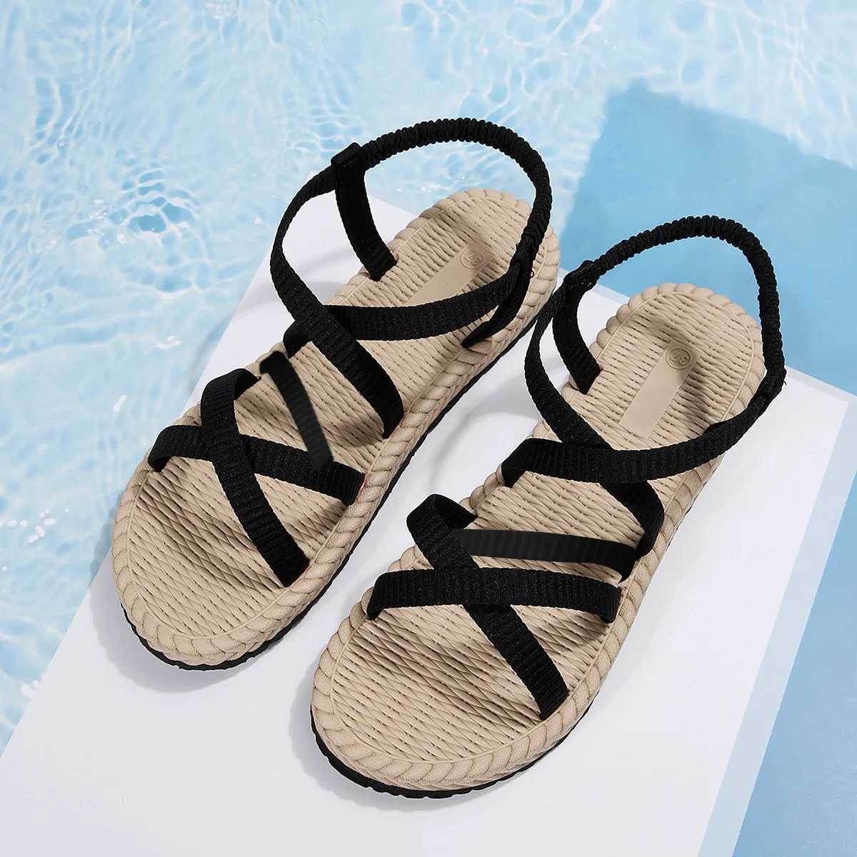 Womens Fi flat shoes open toe sandals comfortable casual shoes slippers Bohemian style casual sandals Sandali Piatti slippersXJ250410