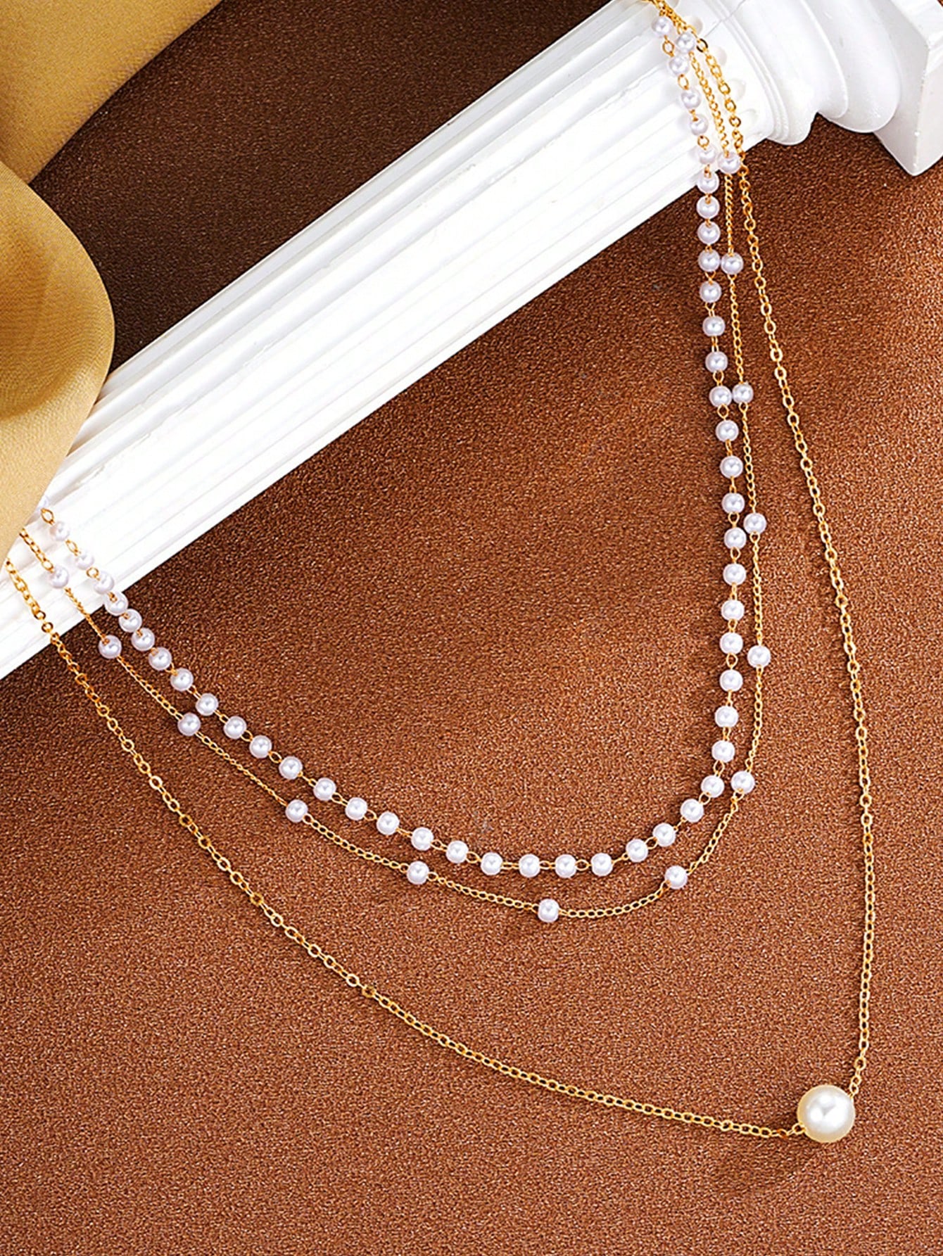 Elegant Ladies' Pearl Stacked Necklace - Chic Fashion Jewelry Accessory