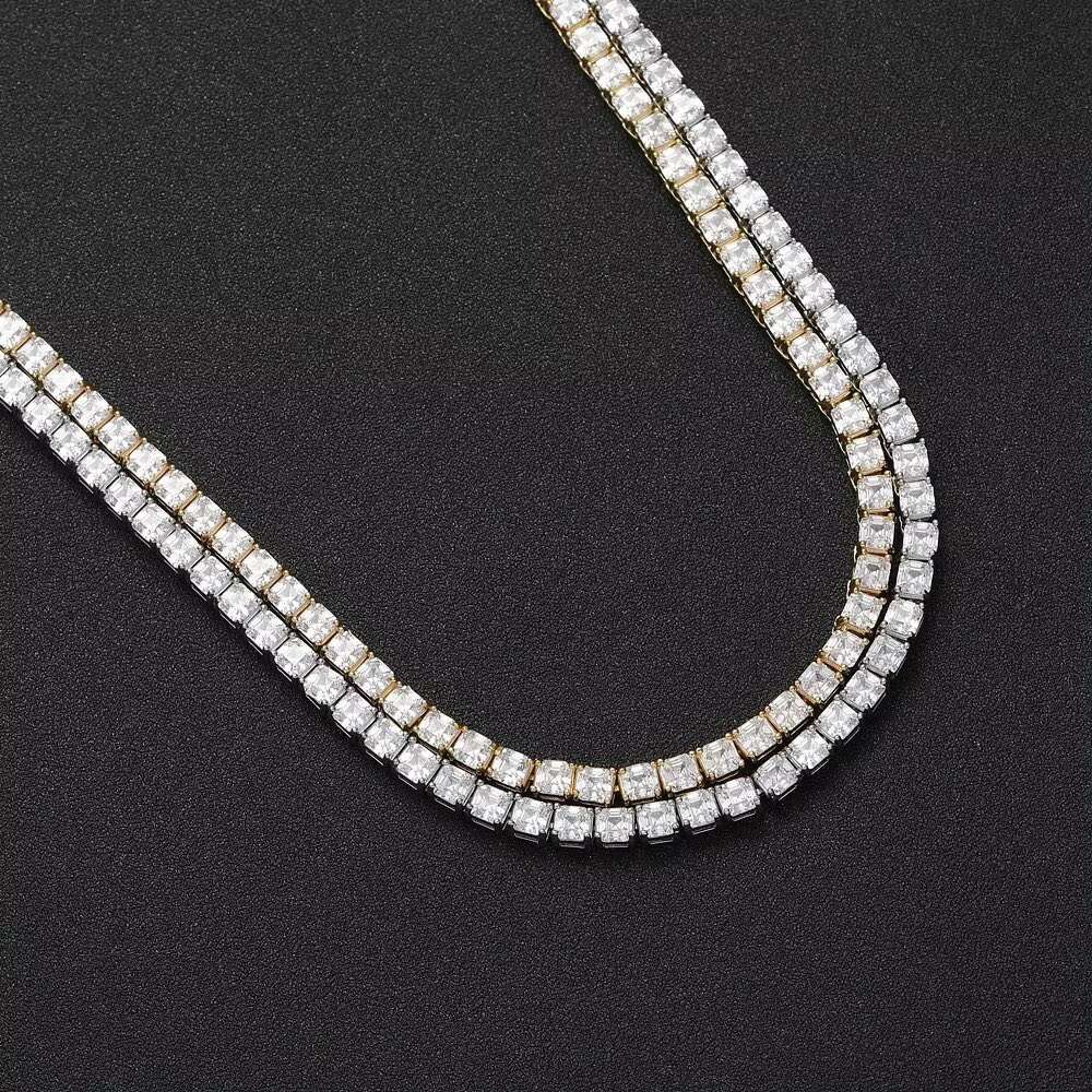 Custom 4mm Iced Out VVS Moissanite Tennis Chain 925 Sterling Silver Hiphop Moissanite Tennis Chain
