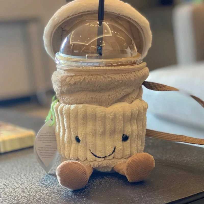 Jelly Cat Copy Cartoon Coffee Milk Tea Bag Student Keychain Bag Portable Cup Shoulder Bag W250411