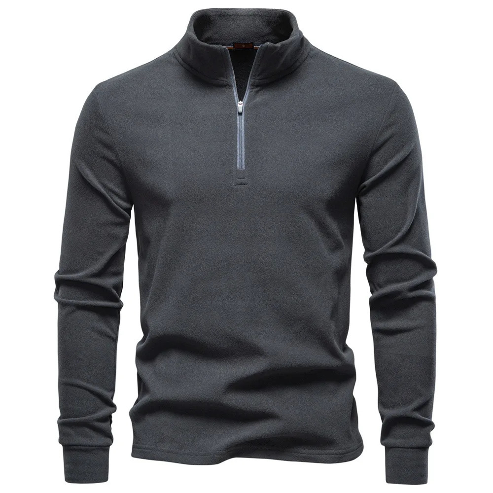 Men Stand-Up Collar Half-Zip Soft Shell Sweatshirt Long Sleeve Breathable Warm Pullover Casual Streetwear Jacket 251110