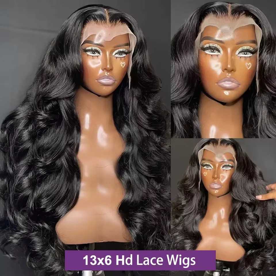 40 44 Inch 13x6 Lace Front Human Hair Wigs 200 Density Black Body Wave HD Lace Frontal 100 Raw Virgin Human Hair Wig For WomenT251111