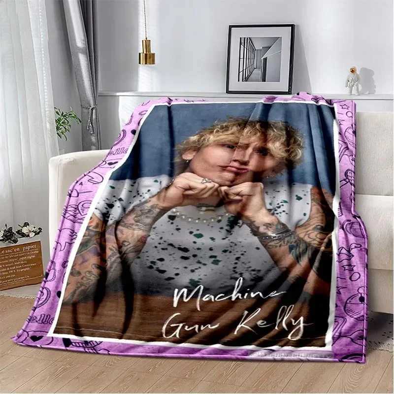 BlanketMachine Gun Kelly Poster Printed Flannel Warm Blanket Rapper Music Art Blankets Bedroom Sofa Bed Travel Picnic Blanket Fan Gift C251111