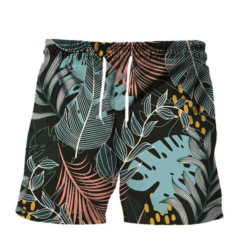Tropical plant pattern 3D printing beach shorts mens retro swimming shorts summer Hawaiian vacation shorts quick dryingW250410