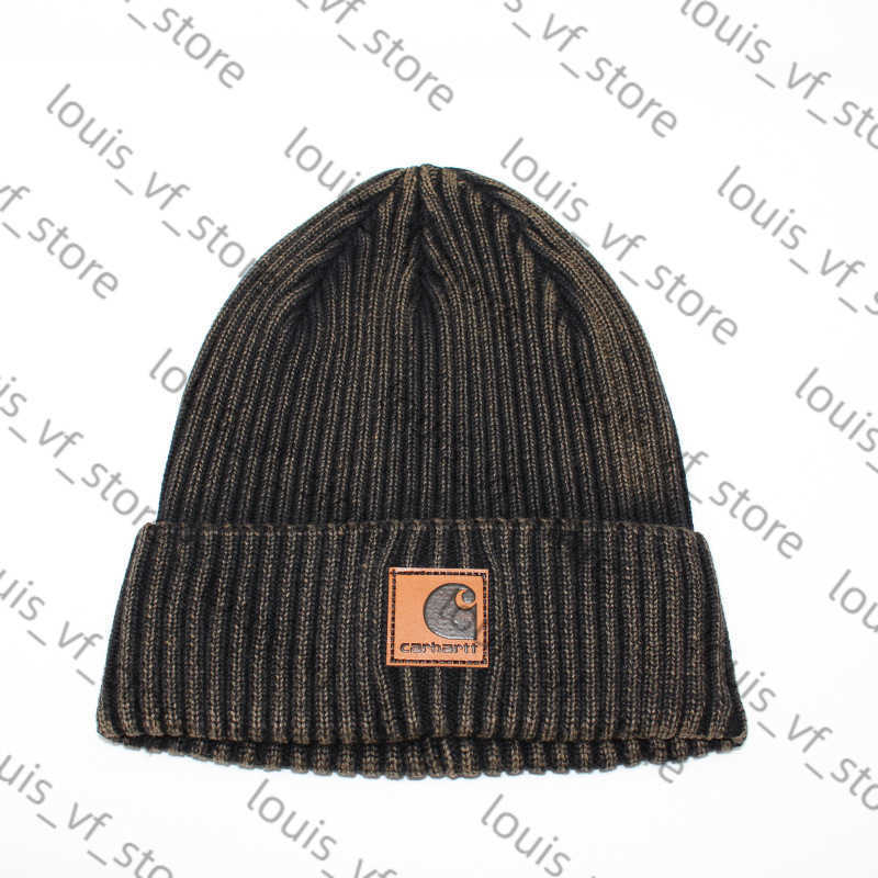 Washed Old Striped Tooling Label Dome Brimless Hat Mens and Womens Damp Cold Knitted Wool H250411