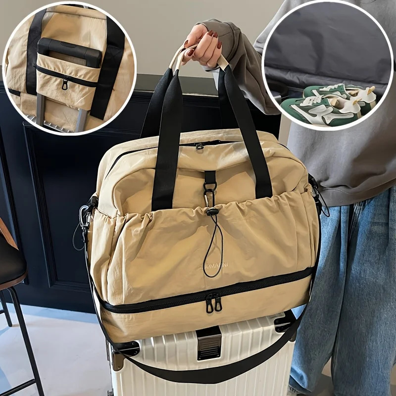 Lightweight Large Capacity Multi-functional Travel Bag Simple Korean Style Tote Shoulder Crossbody Bag - Oxford Fabric Material 251110