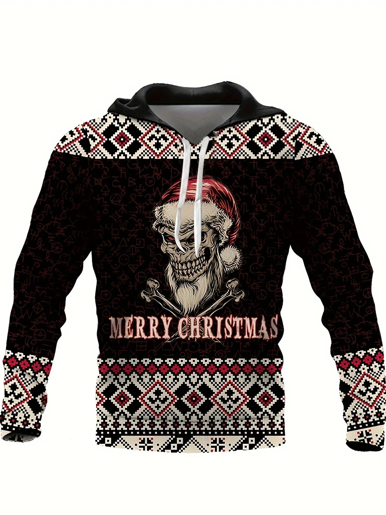 Christmas Theme Graphic Mens Fashion 3D Prints Red Hoodie Streetwear Hoodies Hooded Front Pocket er Hoodie Sweatshirt 251106