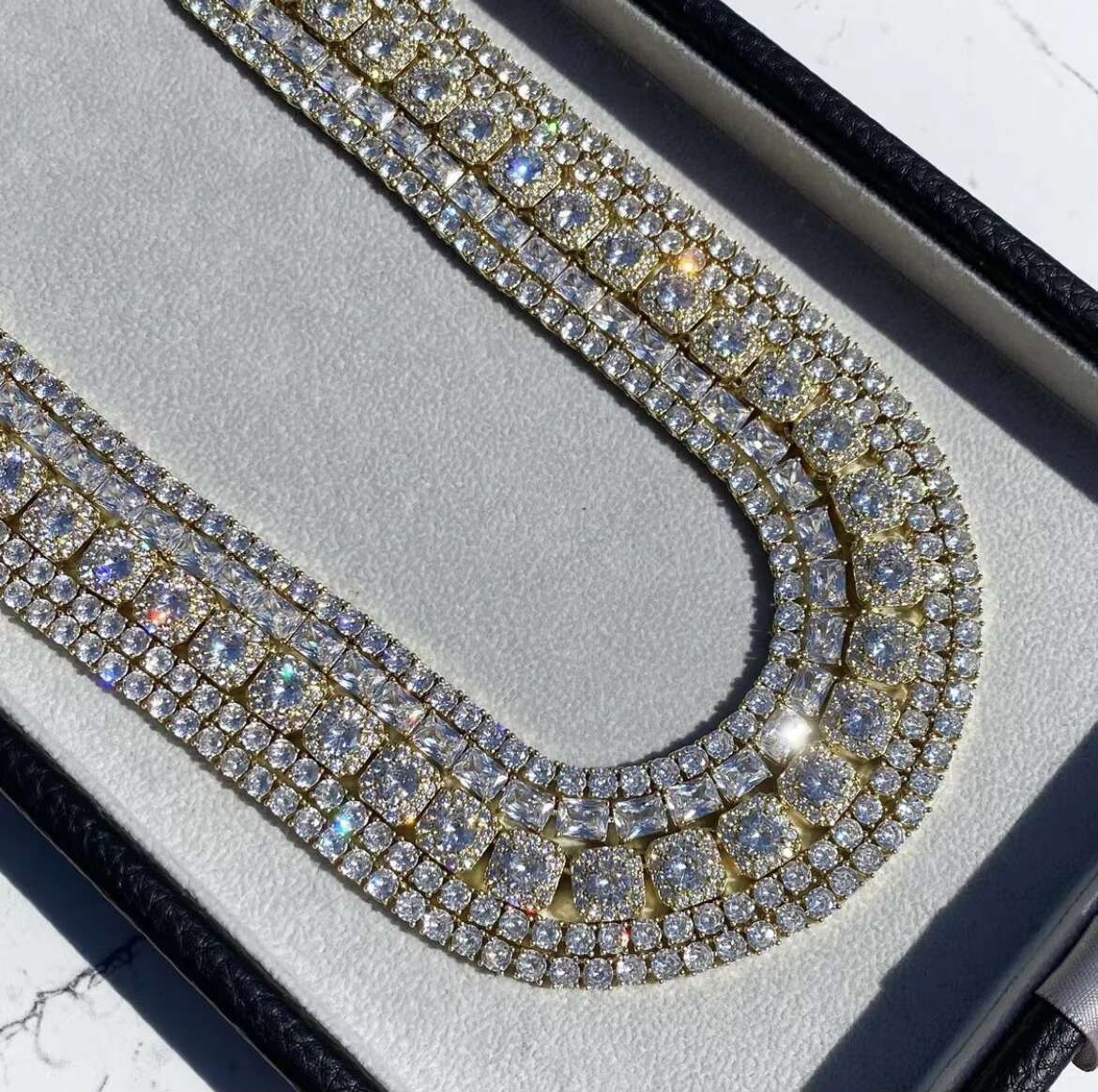 Wholesale Good Quality Hip Hop Jewelry S925 With Moissanite 3mm 4mm Wide Iced Out Tennis Chain Wholesale