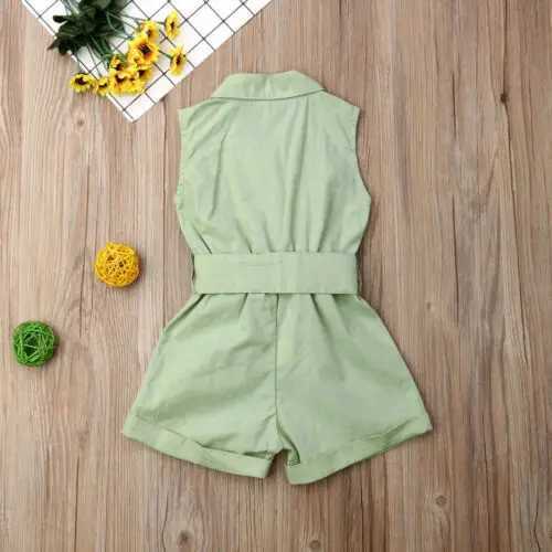 Fashion childrens baby girl clothing sleeveless bow waist game set summer sunshine full set childrens clothingXJ250410