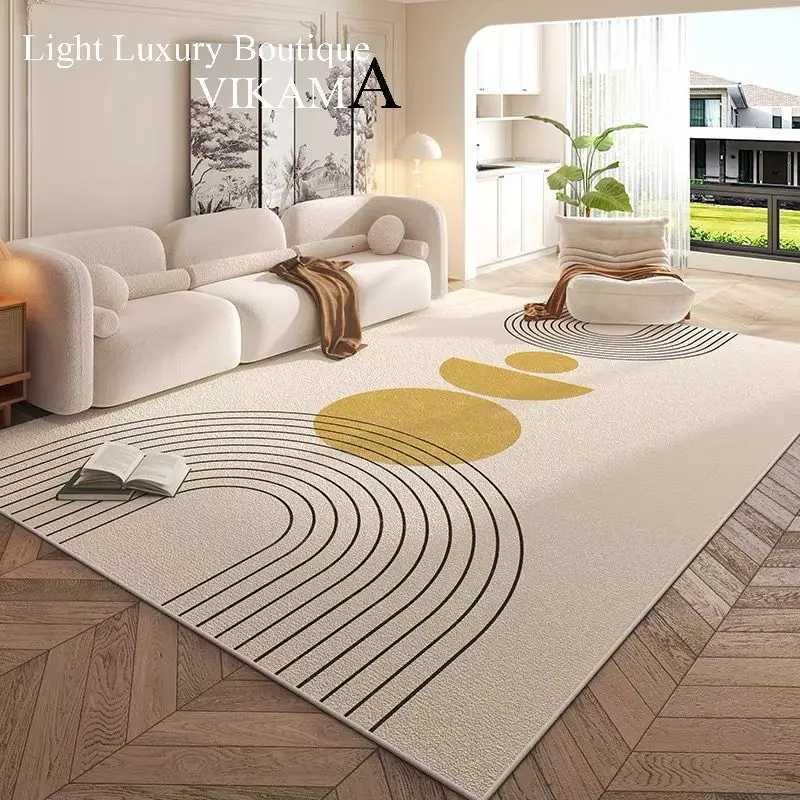 VIKAMAM French Cream Style Carpet Living Room Sofa Coffee Table Rug Washable Erasable Home Bedroom Bedside Floor Mat Checkroom Y251110