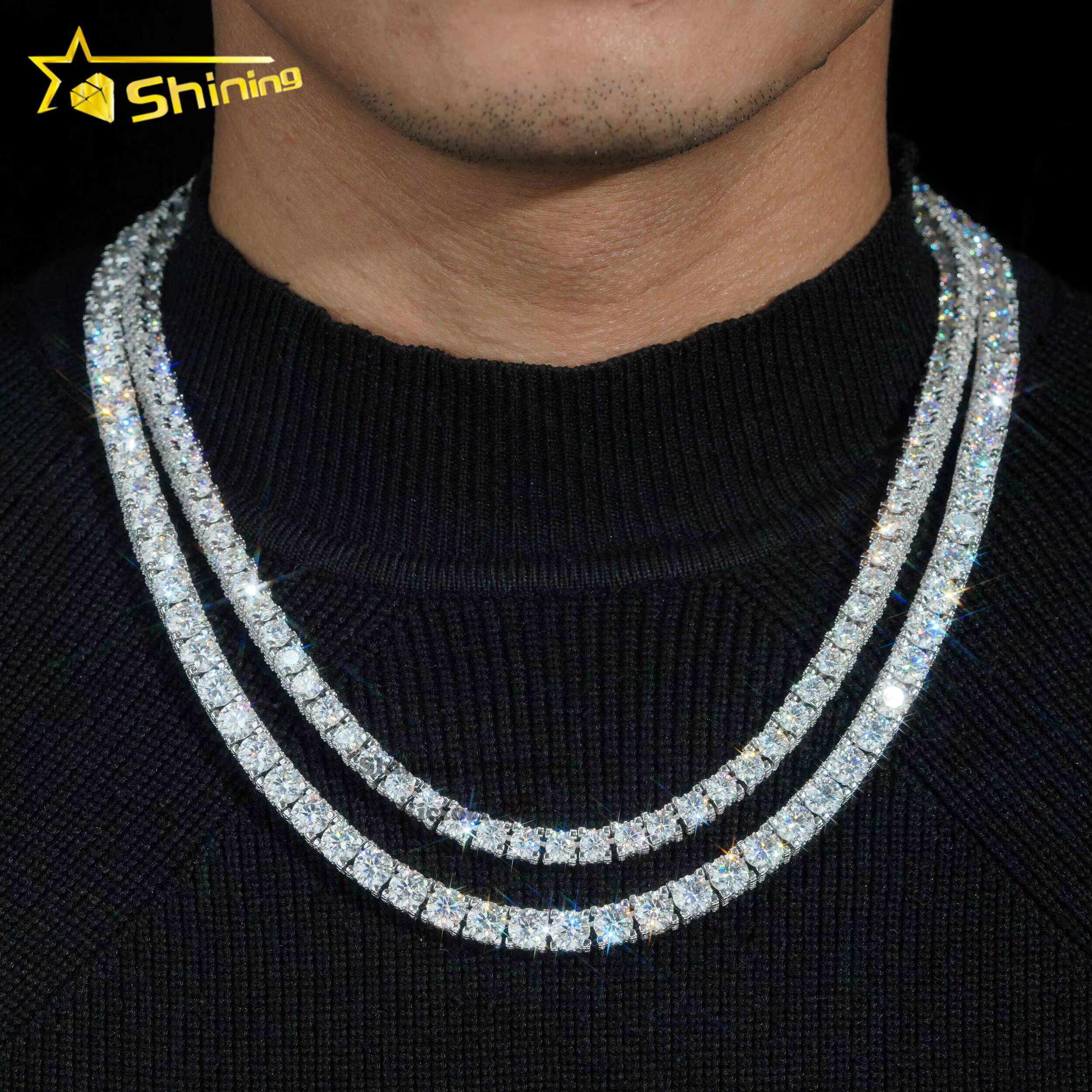 Cheapest Price Luxury Hip Hop Jewelry Mens 5mm 65mm VVS Moissanite Diamond Tennis Chain Necklace
