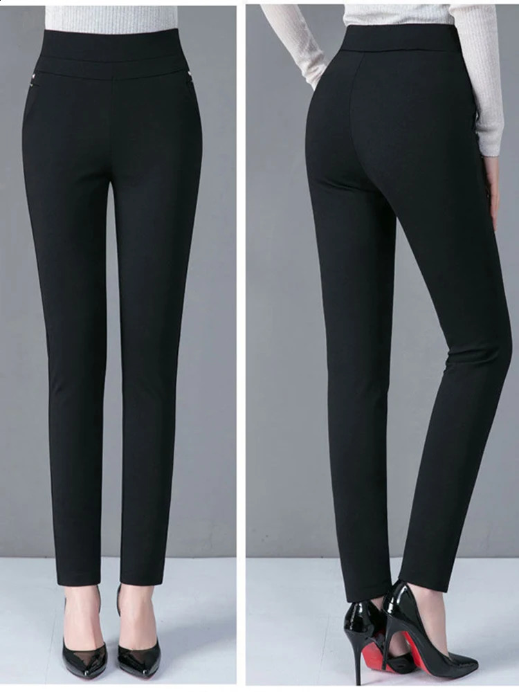 Thin and thick warm winter pencil pants for women chiffon elastic OL tight Thichen ultrathin 250411e