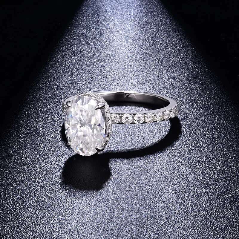 2.5CT Oval Full Moissanite Diamond D VVS Womens Pear Moissanite Rings 925 Silver Plated White Gold Fine Ring for Women Rings