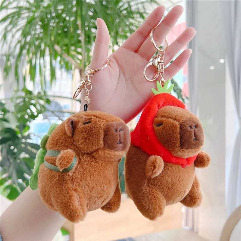 Cute Capybara Plush Keychain Backpack Pendant Toy Car Keyring Decorative Accessories Kawaii Stuffed Doll Childrens Birthday Gift W250411
