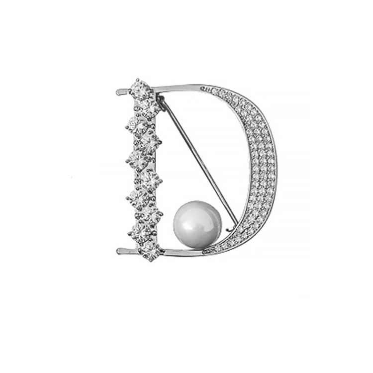 2025 Luxury Brooch Women Letter D Designer Brooches Inlay Crystal Rhinestone Jewelry Gold Silver Brooch Charm Pearl Pin Mother's Day Gift Party A