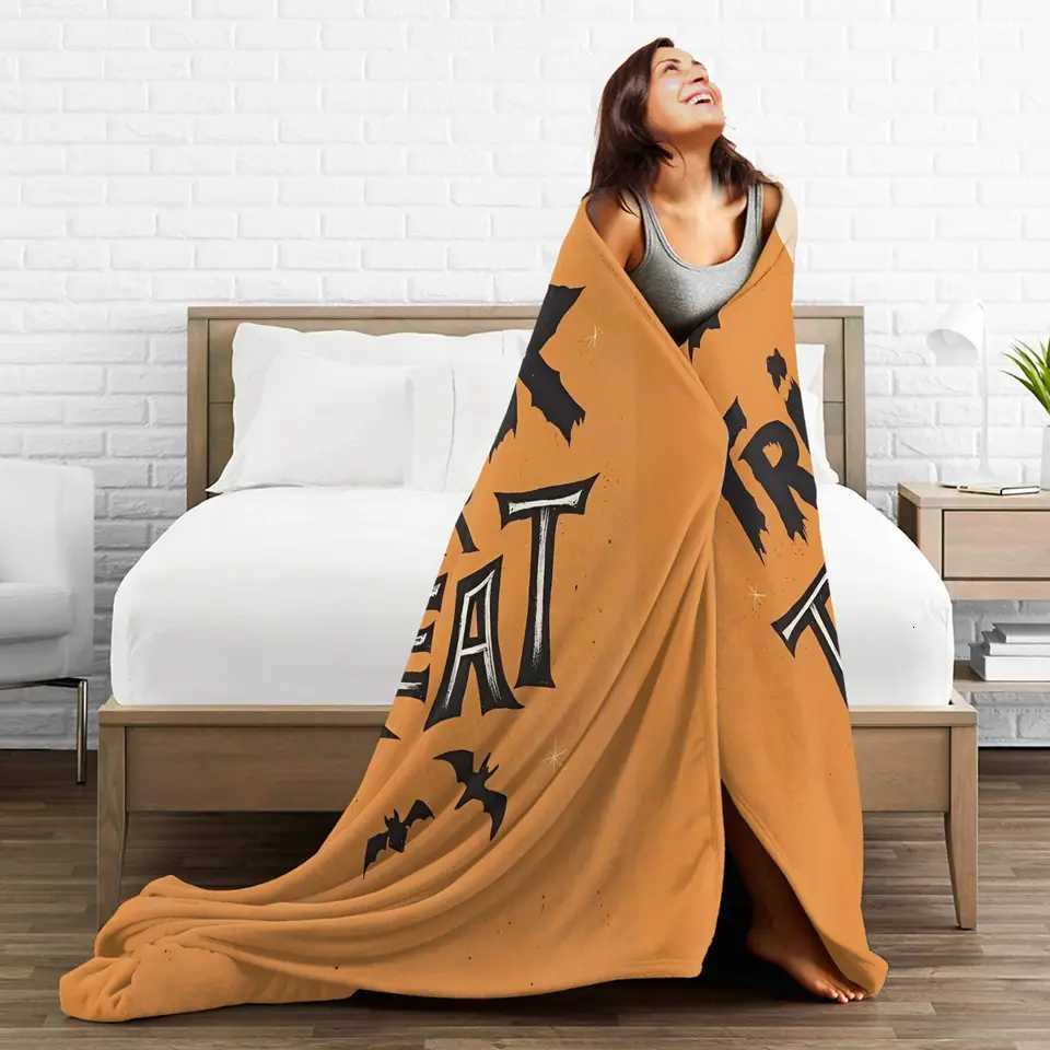 Blanket Warm Soft Blanket Child Decorative Halloween Trick or Treat Bedding Throws Flannel Bedspread For Home Decor Funny Sofa Bed Cover C251111