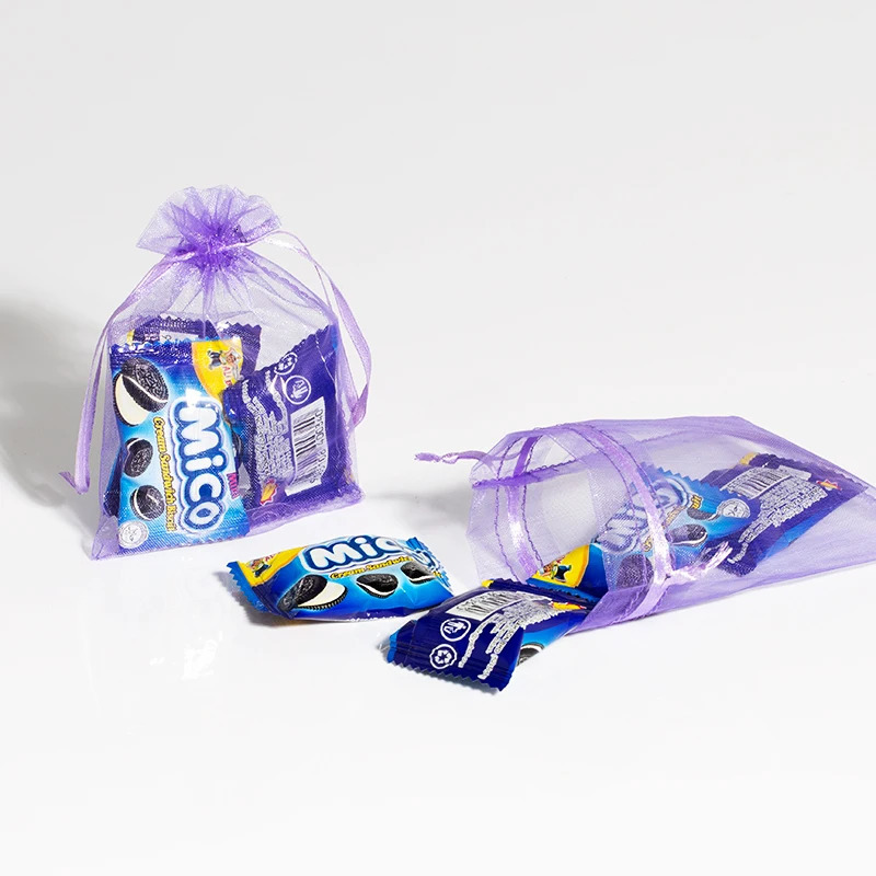 50pcs Chocolate Gift Bags Transparent Chiffon Drawstring Organza Christmas Year Valentines Day Party Candy Box 251110