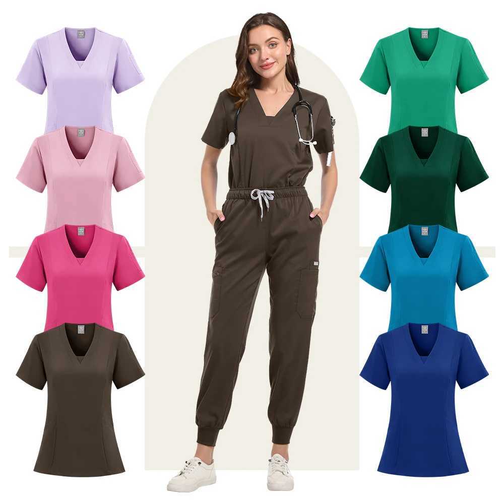 High Quty Hospital Scrubs Uniforms Sets Polyester Rayon Spandex Women Scrub Sets Uniforms Nursing Medical Scrubs Nurse Suit X250410