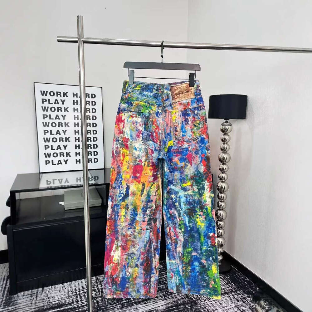 Women's Wear Women's Wear New Heavy Industry 3D Visual Printing AC Trendy Brand Street Style Straight Leg Jeans Men's And Women's 