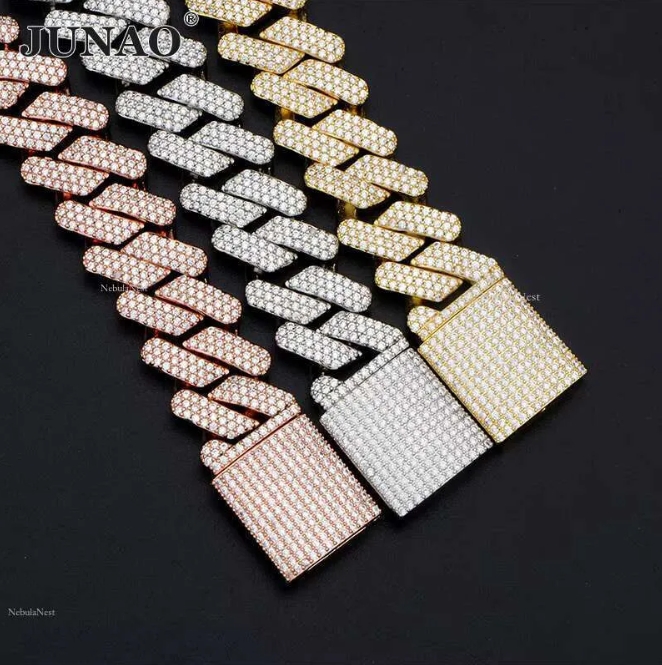 Trendy Men's Cubic Zirconia Cuban Link Necklace - Elegant Hip Hop Bustdown Pendant for Gifts
