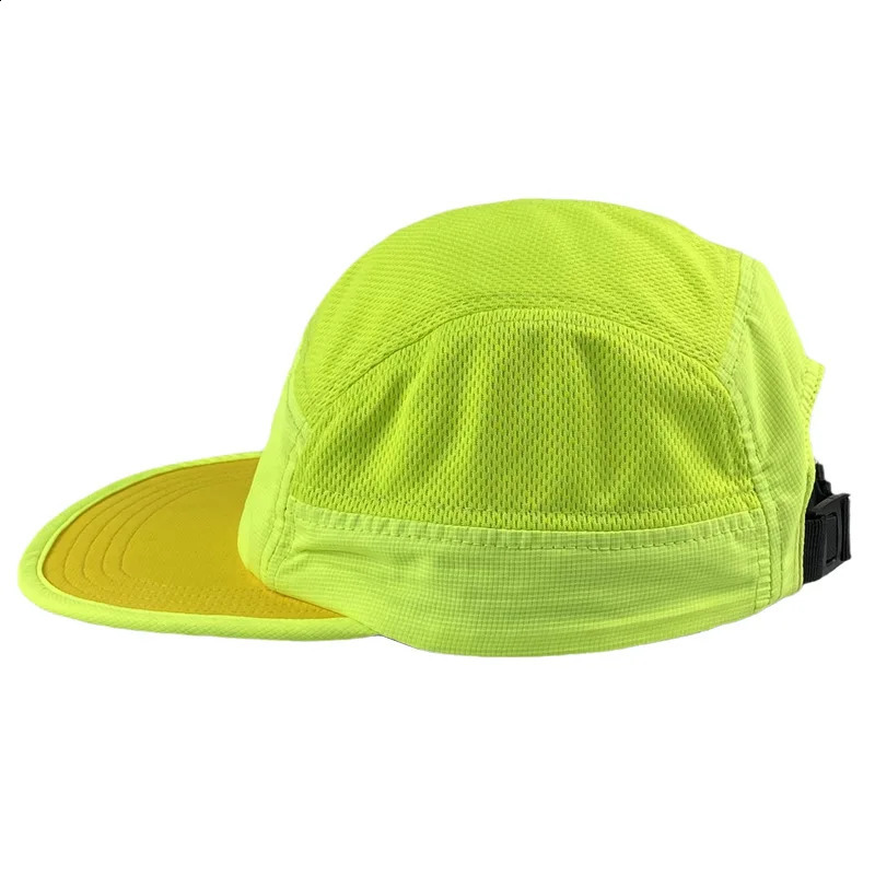 Custom Fluorescent Baseball Caps For Men Women Quick Dry Flat Brim 5 Panel Hats Adjustable Hip Hop Skateboard Cap 250407