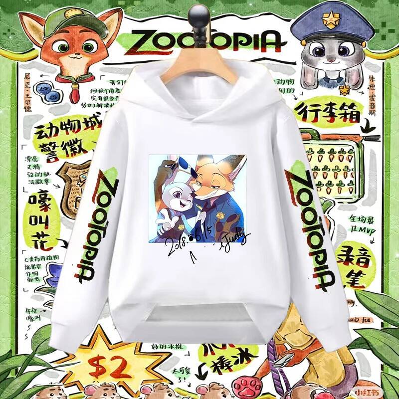 Disney Zootopia Judy And Nick Wilde Hooded Sweatshirts Kids Sister Matching Outfits Gift For Girls Boys Children Clothing