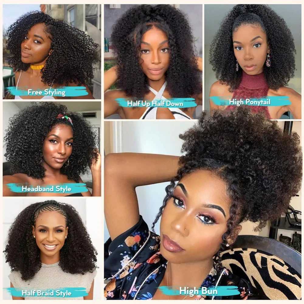 Half Wig Kinky Curly 200 Density Remy Hair Curly Wigs 100 Human Hair No Leave Out Upgrade Glueless Clip In Half Wigs For WomenT251111