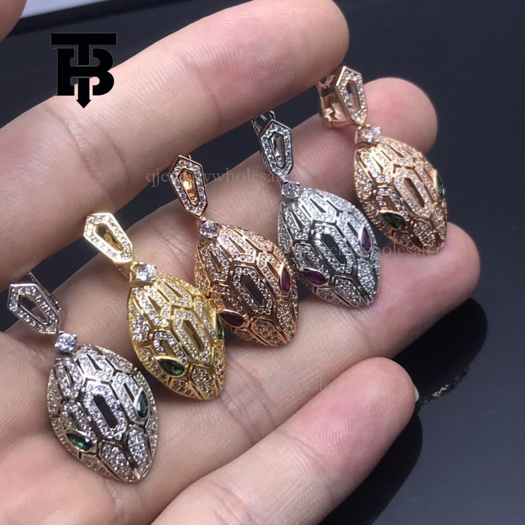 TB BHULAMTE Designer Earrings European And American New Trendy Women's Snakehead Full Diamond Earrings High Luxury Jewelry Fashion Gift
