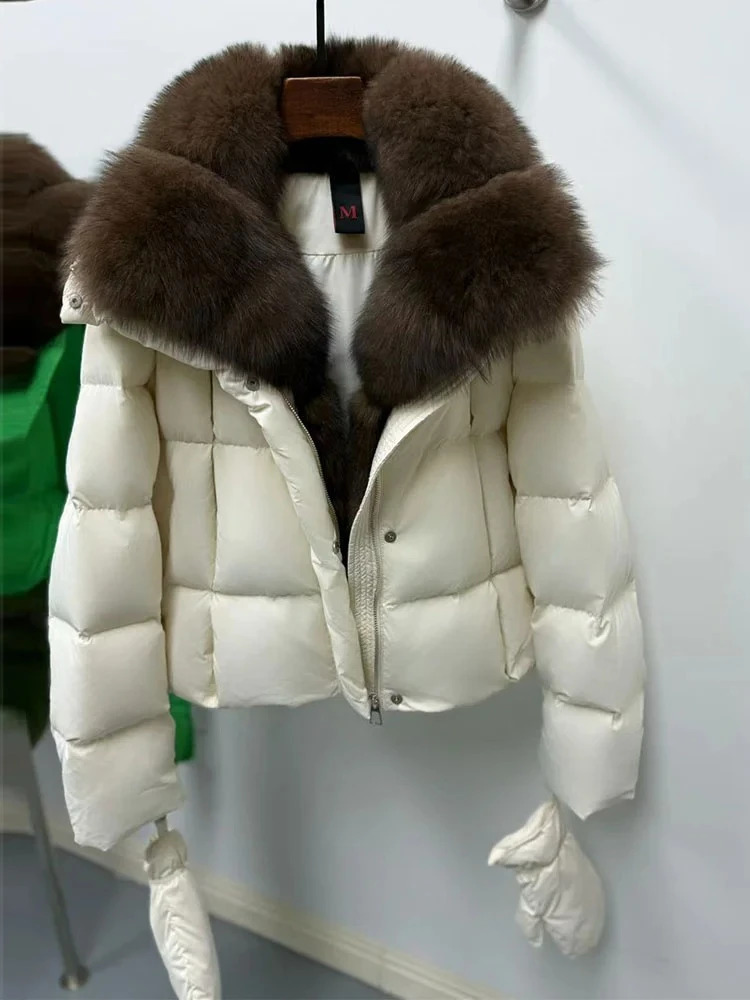 Down Jacket Huge Natural Fox Fur Collar Goose Down Jacket Women Casual Warm Puffer Jacket Down Coat Parka Outwear 251110