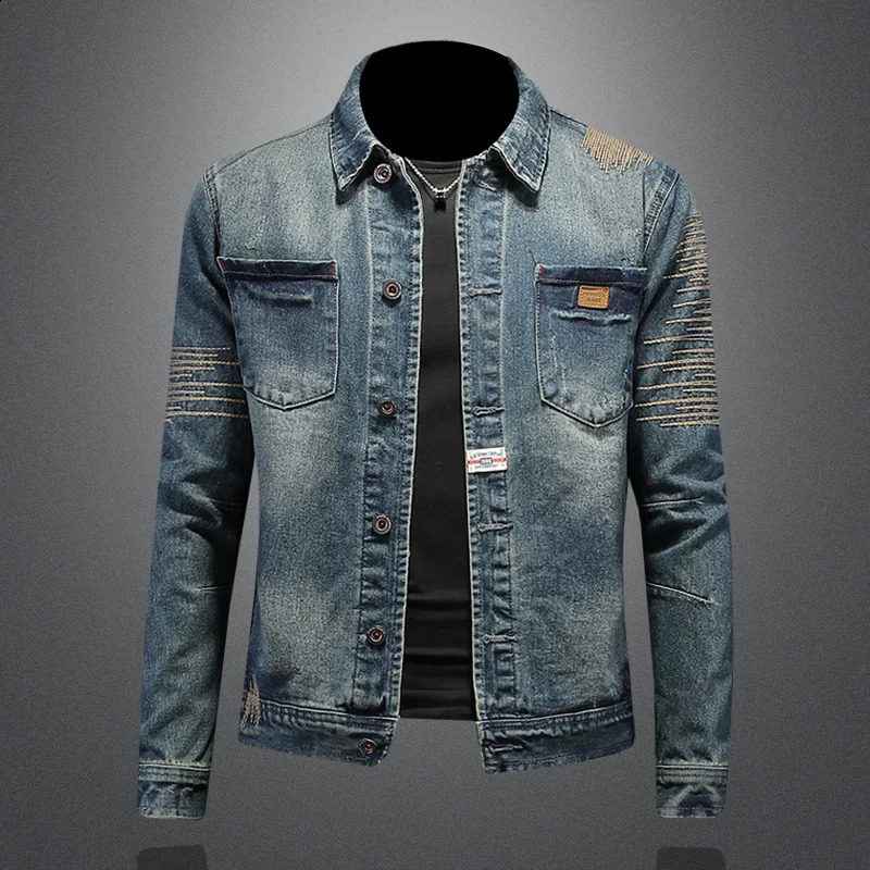 The main promotion of the trend explosive embroidered jackets in spring and autumn mens fashion denim clothing 250401