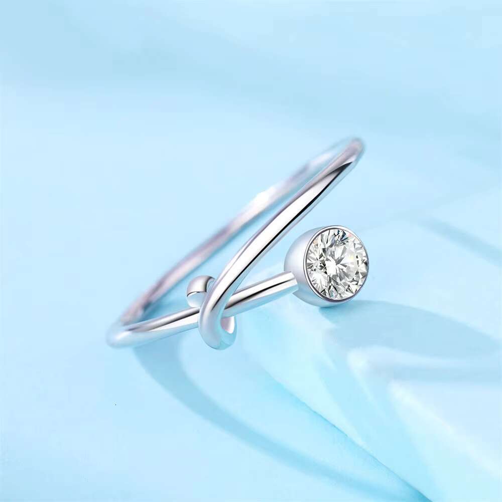 Light Luxury Single Diamond Ring 925 Sterling Silver Geometric Adjustable Index Finger Rings Factory Wholesale Price