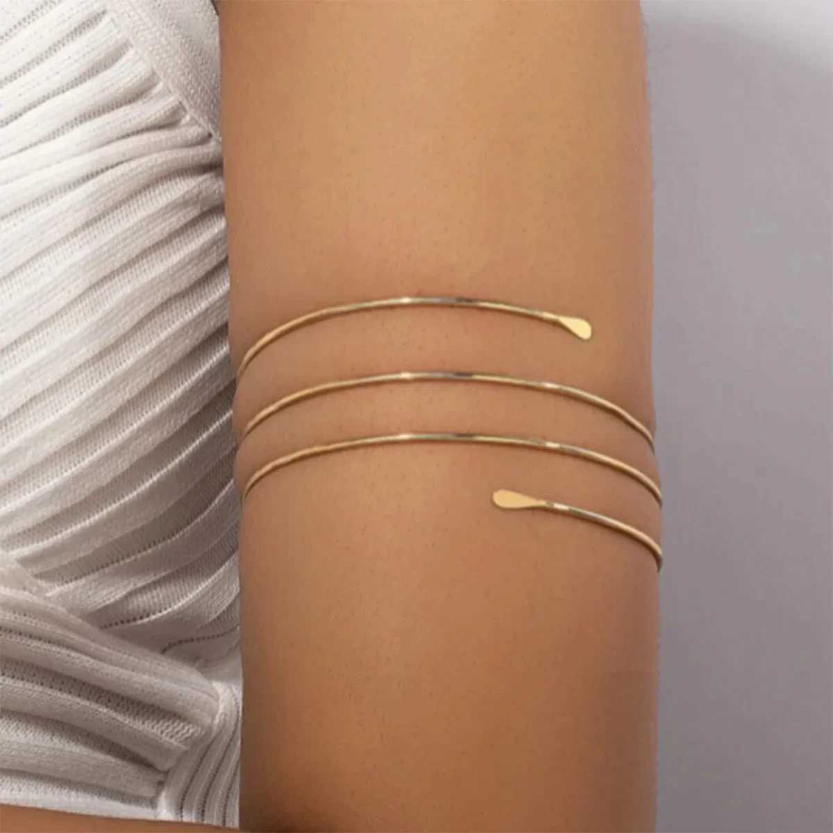 Punk Alloy Upper Arm Open Ended Cuff Bracelet Bangle Women Adjustable Armbands Costume Accessory for WomenC250410