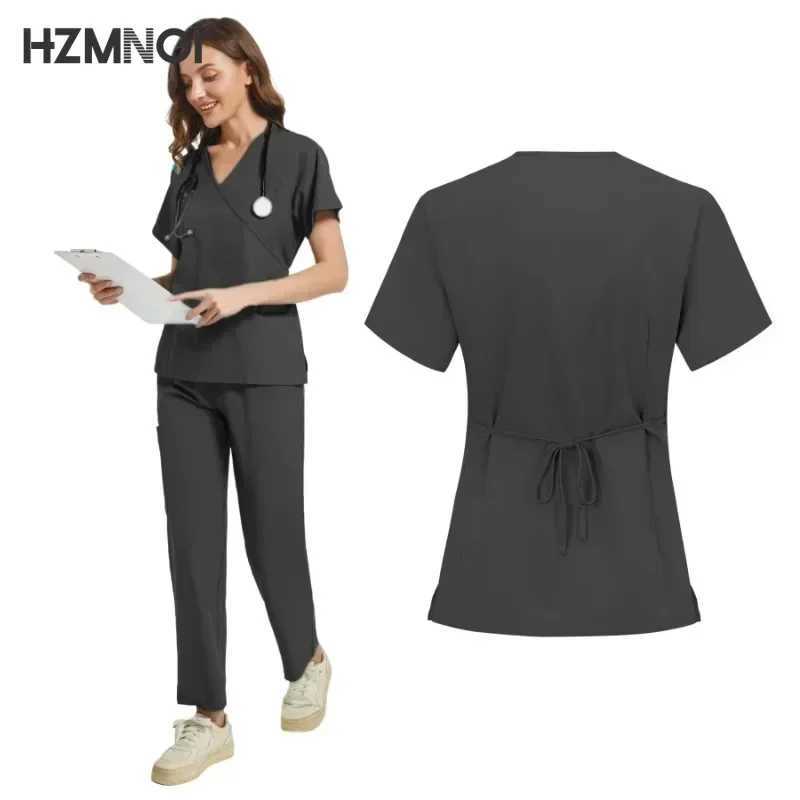 Women Scrub Sets Slim Fit Medical Scrubs Uniform Nursing Accessories Hospital Surgery Gowns Dental Clinic Beauty Sn Work Wear X250410
