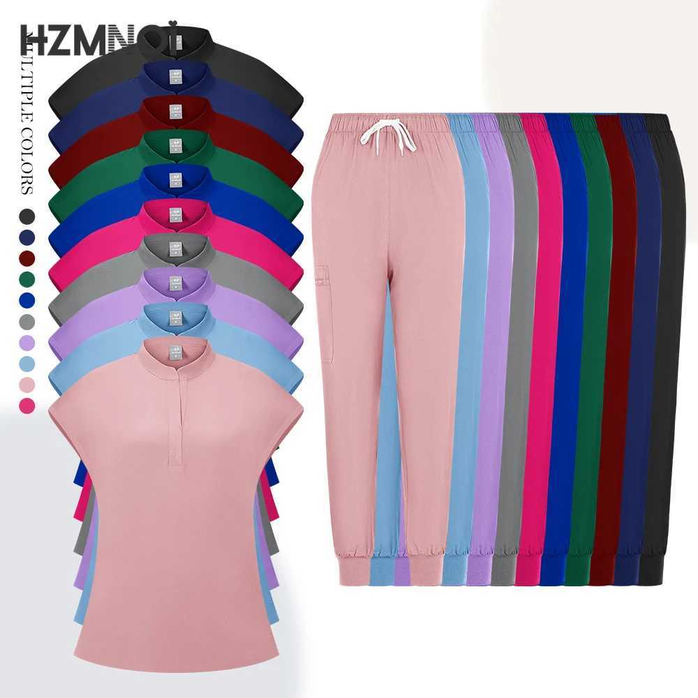 Scrubs Medical Uniforms Women Hot Selling Solid Color Nurse Doctor Uniform Unisex Veterinary Surgical Gowns Dental Scrub Set Men X2504101
