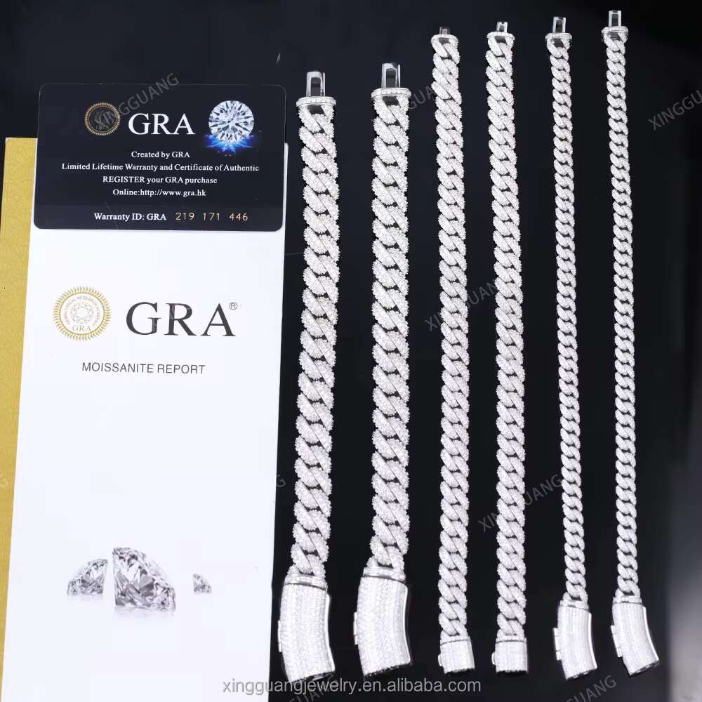 High Quality VVS Moissanite Full Iced Out Chains 6mm~22mm Gold Plated Cuban Link Chain 925 Silver Chains Men Bracelet Necklace