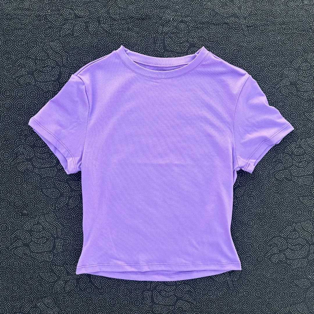 Solid Color Womens Soft Breathable Yoga Short Sleep Comprehensive Training Tight T-shirt with Exposed Abdominal Button for FitnessW250411