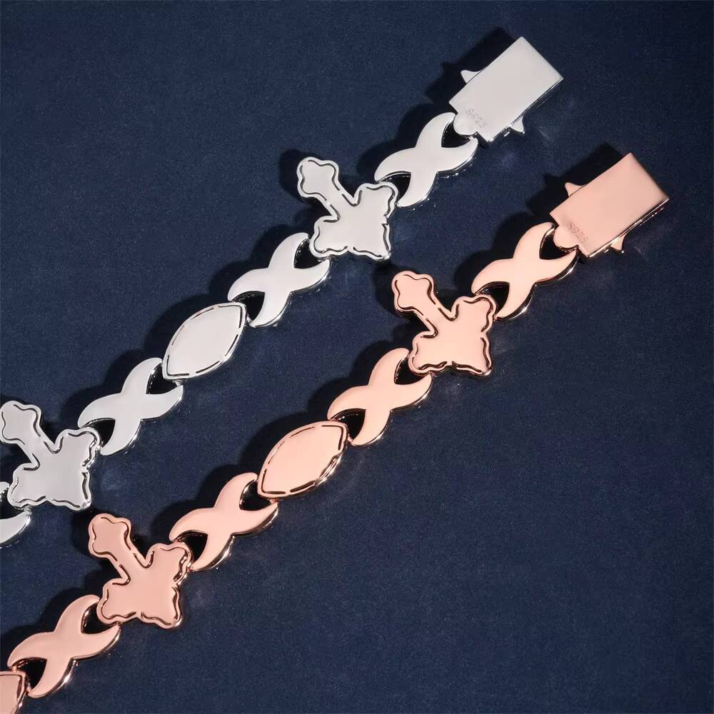 Wholesale Price 925 Moissanite Infinity Cross Bracelet Iced Out Men Jewelry Cross Cuban Link Bracelets Moissanite Cuban Bracelet