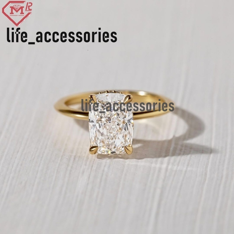 Custom IGI Certified Lab Grown Diamond Ring Engagement 14k Gold Solitaire 2ct Cushion Cut Diamond Rings