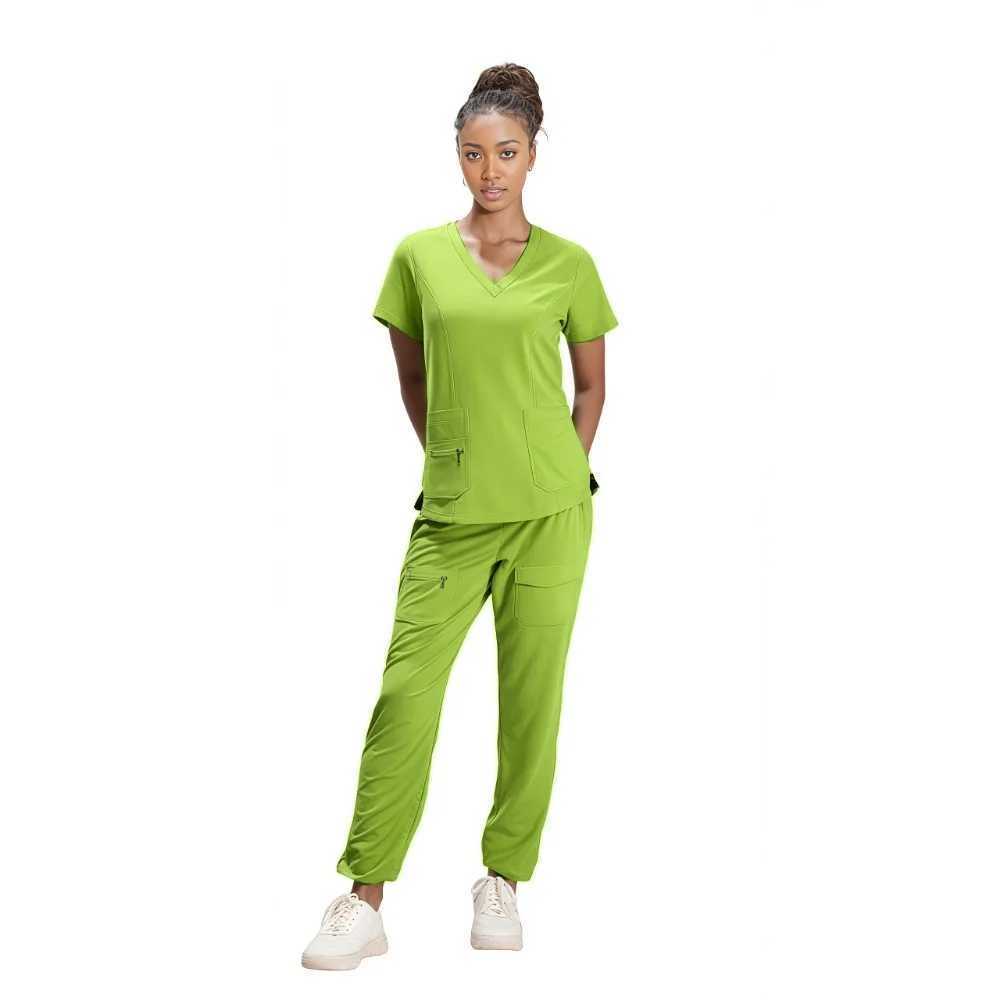 Scrubs Medical Uniform Short Slve Tops+Pants Nursing Uniform Women Pet Shop Doctor Hospital Clinic Surgery Workwear Scrub Sets X2504101