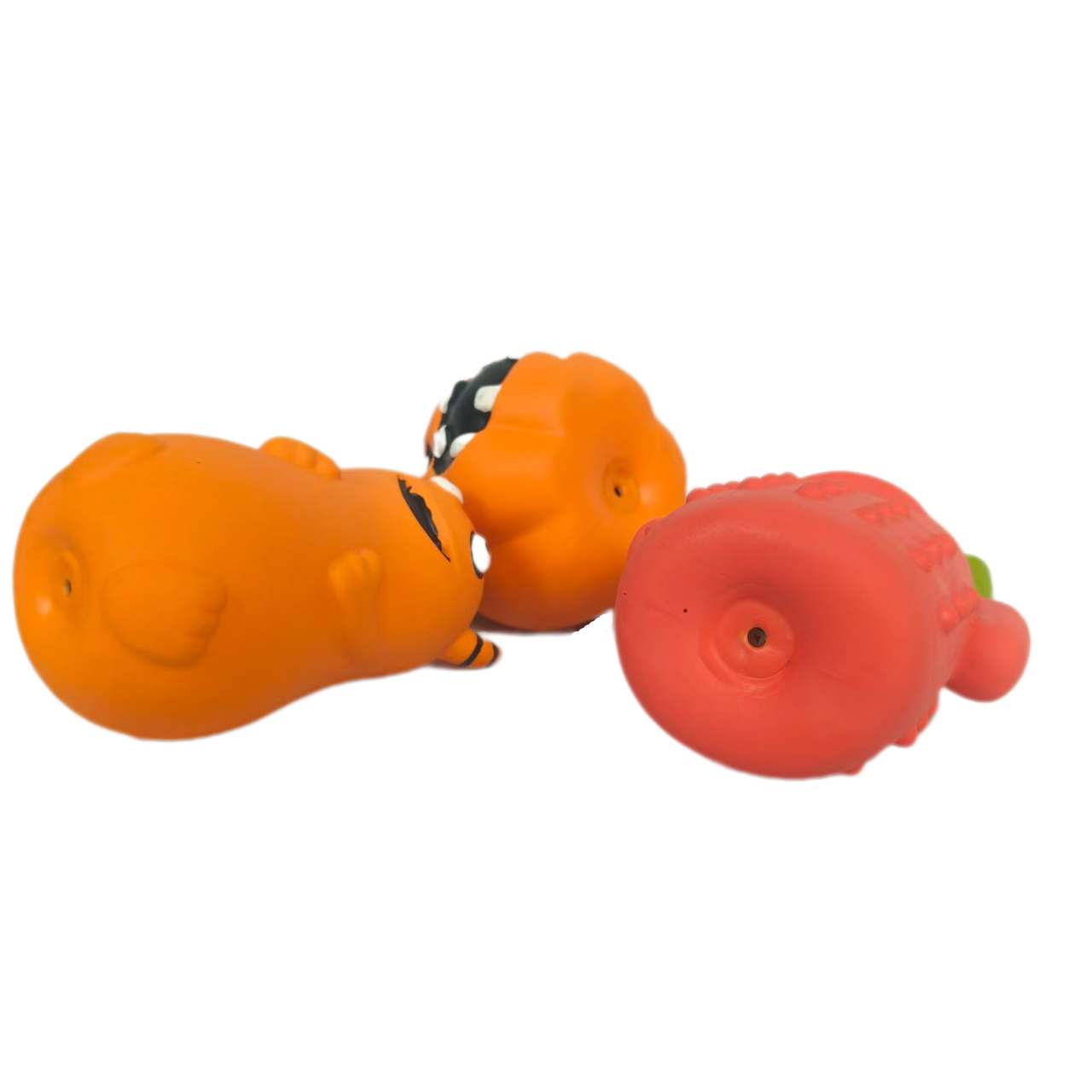 Rubber Squeaky Chewy Dog Toy Soft Natural Latex Interactive 12cm Halloween Monster and Pumpkin Shaped Dog Toys with Bright Colors for Small & Medium D