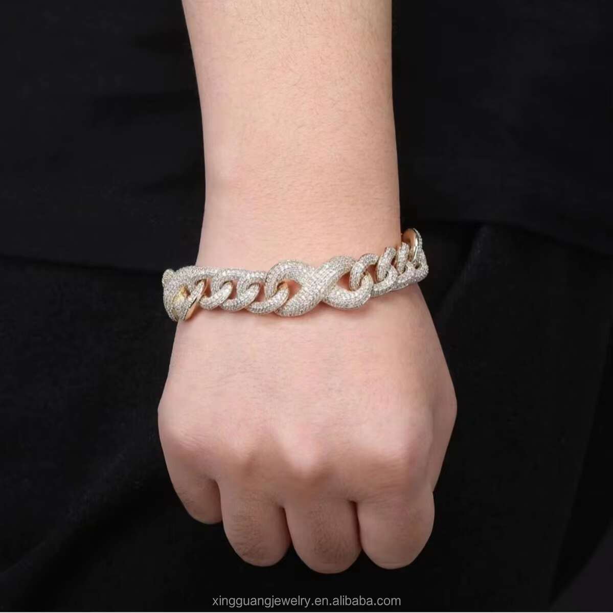 Infinite Chain S925 Silver Gold Plate Chain Iced Out Diamond VVS D Color Moissanite Cuban Link Chain Fine Jewelry Necklaces