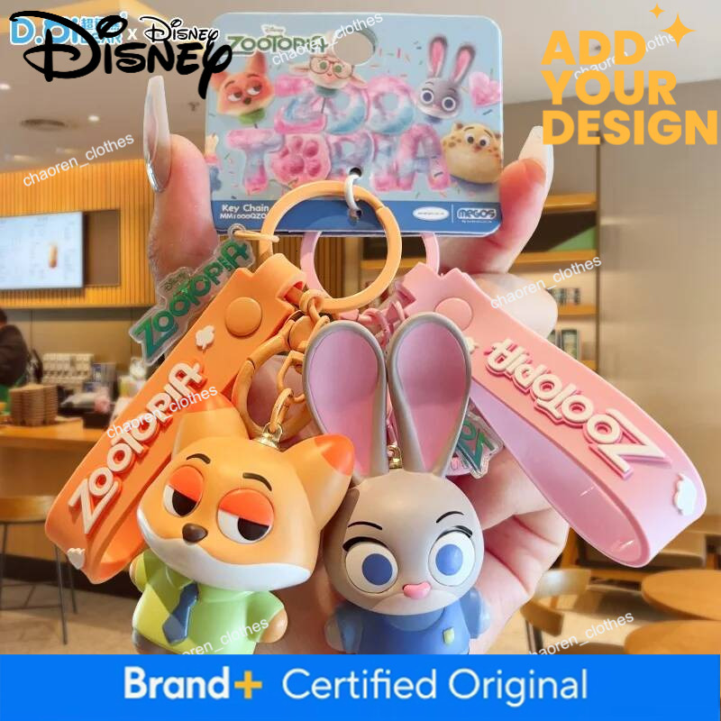 New Kawaii Anime Disney Hot Sale Crazy Zootopia Rabbit Police Officer Judy Fox Nick Doll Keychain Couple Schoolbag Small Pendant