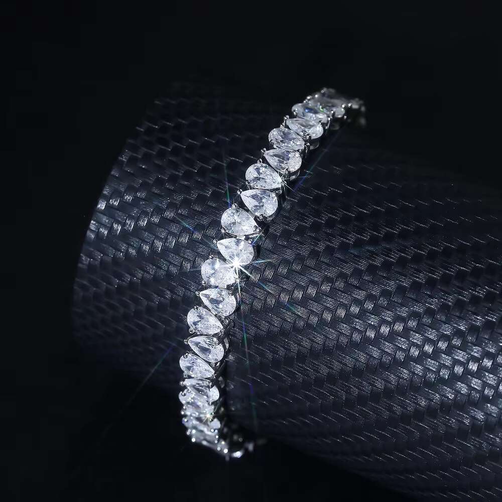 Wholesale Custom Fashion Teardrop Sterling 925 Silver GRA Moissanite Zircon Sterling Tennis Bracelet