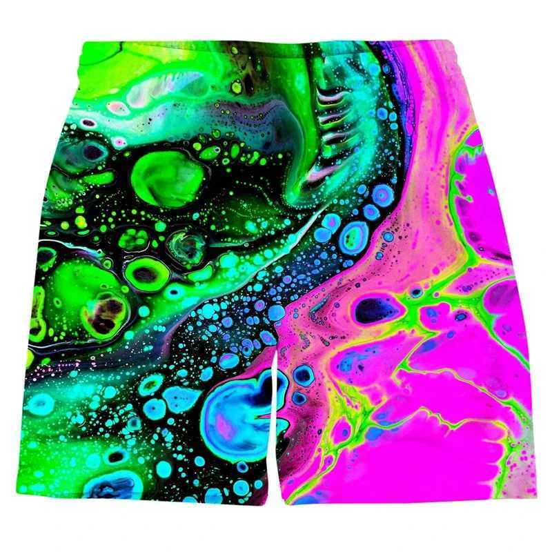 Mens swimsuit shorts oil painting Harajuku 3D surfboard shorts casual beach mens pants Masculina swimsuit sports pants 4XLW250410