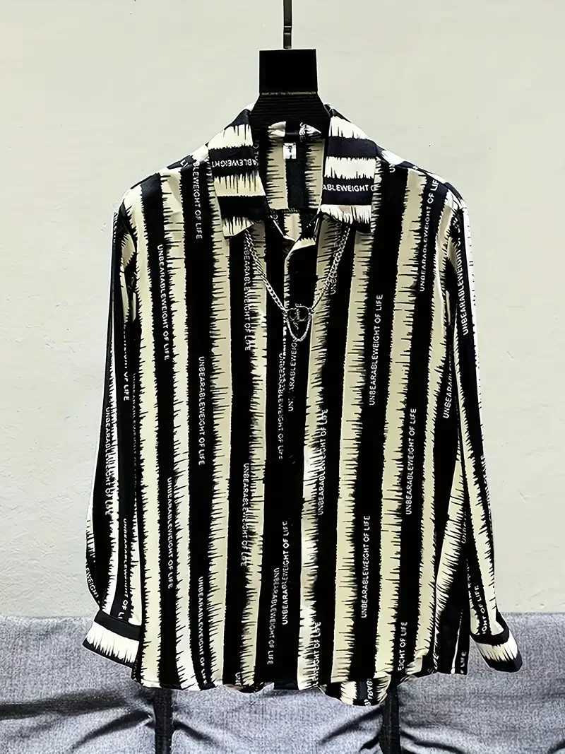 Long Sleeve Shirt Mens Black Series 3D Printed Fashion Casual Business Shirt Mens And Womens Oversized Breathable Lapel Shirt K251110